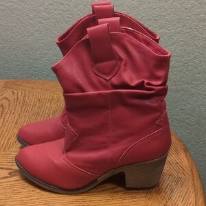 Red faux Leather Cowboy Boots